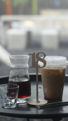 robusta v60 coffe and coffe milk on the table