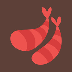 Steamed Shrimp Prawn Icon Sticker Illustration