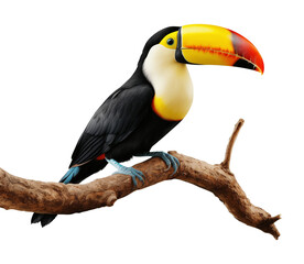 Toucan on Branch Isolated on Transparent Background
