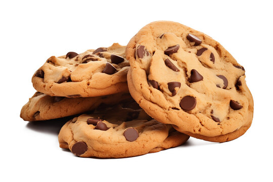 Chocolate Chip Cookies Isolated on Transparent Background
