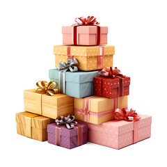 Fototapeta premium Pile of Gift Isolated on Transparent Background 