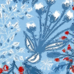 Naklejka premium Watercolor and various flowers, birds, chrysanthemums, beautiful wedding illustrations