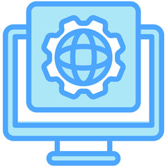 Cyberspace blue color icon. relate to robotic engineering and technology theme. use for UI or UX kit, web and app development.