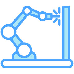 Welding Robot blue color icon. relate to robotic engineering and technology theme. use for UI or UX kit, web and app development.