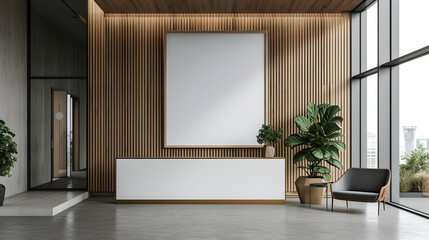 modern office interior, with blank board, generative ai