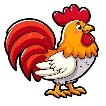 Sticker with a picture of a  cartoon rooster