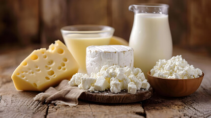 Obraz na płótnie Canvas dairy products and cheese, generative ai