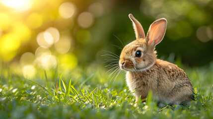 Fototapeta na wymiar rabbit in the grass, generative ai