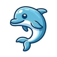 Naklejka premium Sticker with the image of a cartoon dolphin