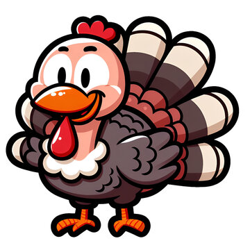 Sticker with the image of a cartoon turkey