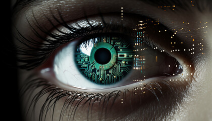 close-up of computer programming code reflecting on eyes