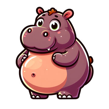 Sticker with the image of a hippopotamus