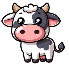 Sticker with the image of a cartoon fun cow