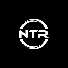 NTR letter logo design with black background in illustrator, cube logo, vector logo, modern alphabet font overlap style. calligraphy designs for logo, Poster, Invitation, etc.
