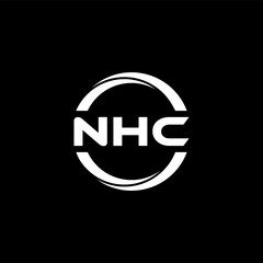 NHC letter logo design with black background in illustrator, cube logo, vector logo, modern alphabet font overlap style. calligraphy designs for logo, Poster, Invitation, etc.