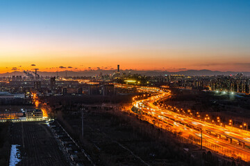 Beijing city CBD panoramic night view city center