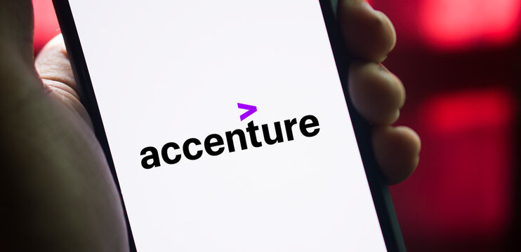 Dhaka, Bangladesh - 29 January 2024: Accenture plc  logo display on smartphone.