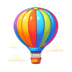 Colorful Hot Air Balloon isolated on a transparent background, Flat Design, Clipart, Vector Art on transparent background