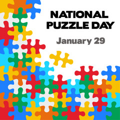 National Puzzle Day colorful background stock vector.