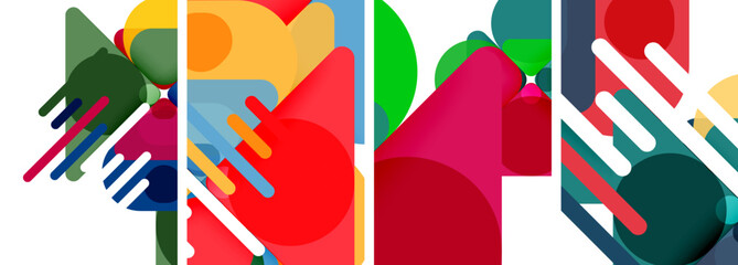 Fototapeta premium Colorful bright geometric abstract compositions for wallpaper, business card, cover, poster, banner, brochure, header, website