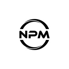 NPM letter logo design with white background in illustrator, cube logo, vector logo, modern alphabet font overlap style. calligraphy designs for logo, Poster, Invitation, etc.
