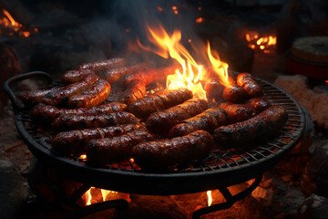 sausage roasted in a campfire