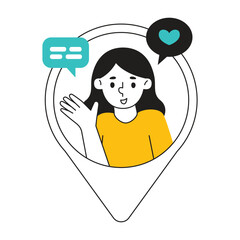 Illustration of a person's location point. Location dating