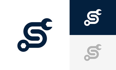 Initials S Logo with Service Tool Logo Design