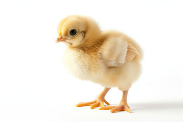 Fototapeta premium Close up photograph of a full body chick isolated on a solid white background 