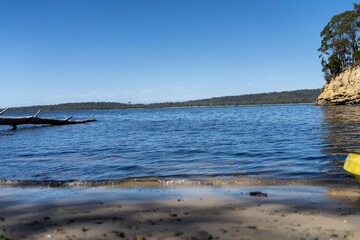 beautiful island on a blue ocean in summer at dusk in australia