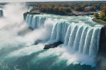 Raamstickers Niagara Falls, USA. Aerial view of the most powerful waterfall in the world. © Amlumoss