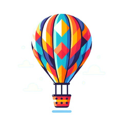 Colorful Hot Air Balloon isolated on a transparent background, Flat Design, Clipart, Vector Art on a transparent background