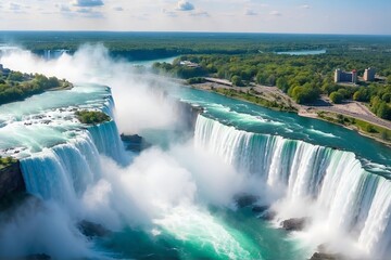 Niagara Falls, USA. Aerial view of the most powerful waterfall in the world.