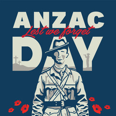 VECTORS. Editable banner for Anzac Day in Australia and New Zealand. April 25, Lest we forget, poppy flowers