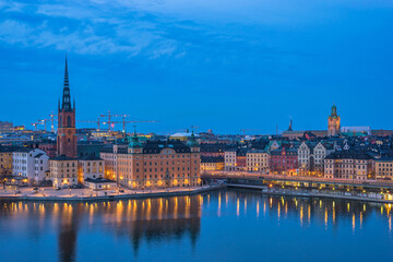 Fototapeta na wymiar Stockholm Sweden, night city skyline at Gamla Stan old town