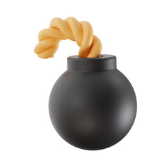 3d game bomb icon illustration, transparent background, game asset 3d set