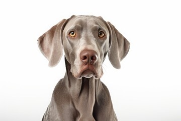adult weimaraner on a white background. a breed of dog. a pet.