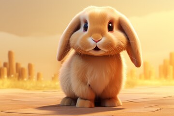 American Fuzzy Lop rabbit, funny bunny. cartoon style.