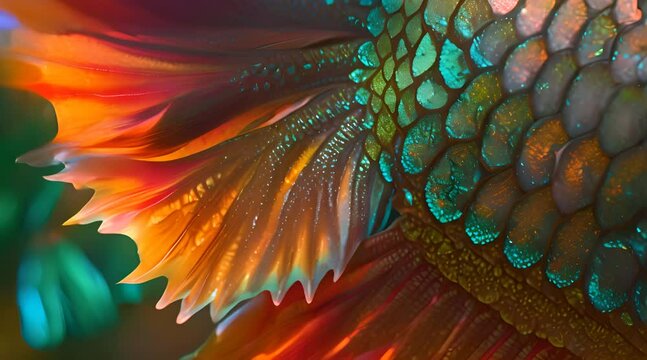 a close up of a dragon's tail and tail feathers