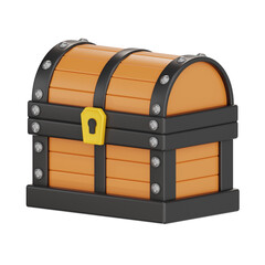 3d treasure box icon illustration, transparent background, game asset 3d set