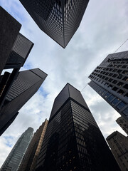 Fototapeta na wymiar Low-angle view of modern skyscrapers in Toronto, Canada.