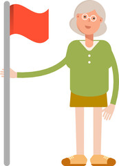 Grandmom Character Holding Flag
