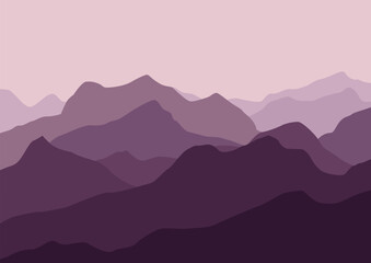 Beautiful landscape mountains for the background. Vector illustration in flat style.