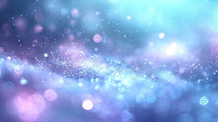 Obraz premium Shaped colorful light blue and purple bokeh, blurred festive shining particles background 