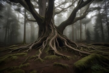 In_the_heart_of_the_forest_a_tree_stands_as_died,tree_in_the_forest,tree_in_the_fog