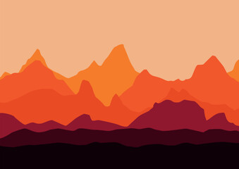 Beautiful landscape mountains for the background. Vector illustration in flat style.