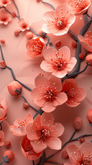 Plum blossom, Peach fuzz tone of floral background wallpaper. 