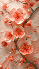 Peach blossoms, Peach fuzz tone of floral background wallpaper. 