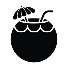 Coconut fresh drink icon vector on trendy design