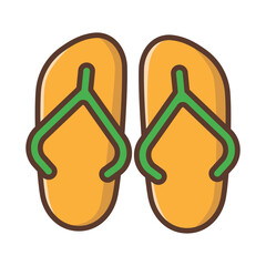 Flip flops sandal beach wear flat vector icon